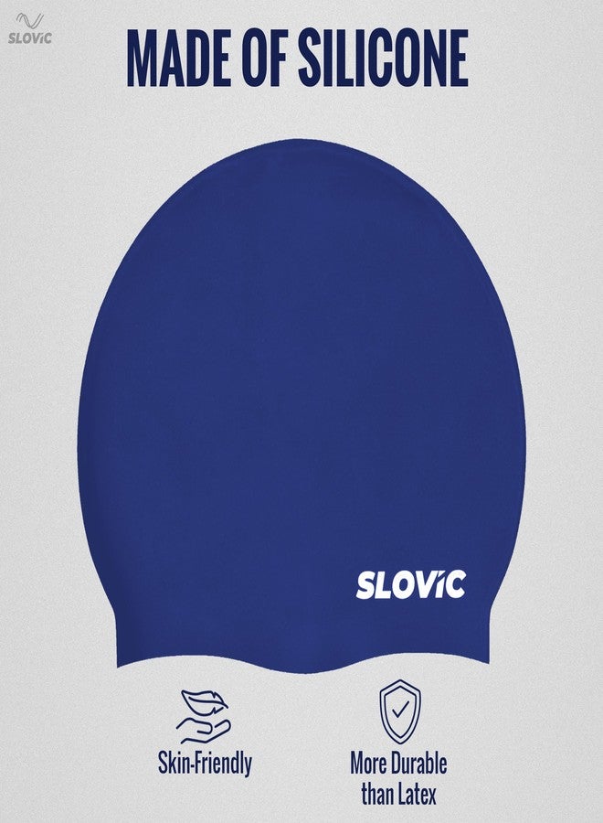 Slovic Swimming Goggles & Cap Combo | Anti-Fog Swimmings Goggles for Men | Swimming Cap for Men | UV Protected Swimming Goggle for Women with Adjustable Straps | Swim Accessories [Dark Blue] - Image 5