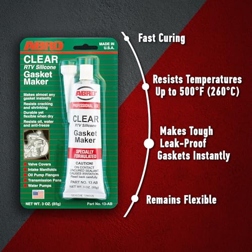 ABRO RTV Silicone Sealant and Gasket Maker: Up to 500 Degree F Heat, High Temp Silicone Sealant, 3 oz/85g Tube - Clear - Image 3