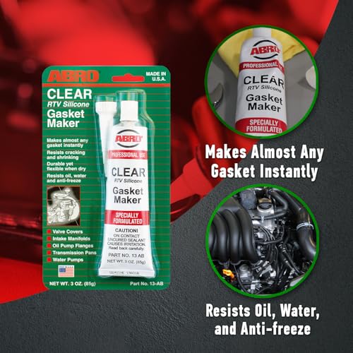 ABRO RTV Silicone Sealant and Gasket Maker: Up to 500 Degree F Heat, High Temp Silicone Sealant, 3 oz/85g Tube - Clear - Image 4