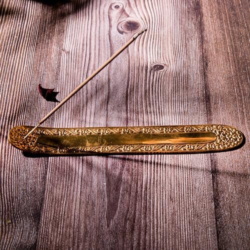 giBOX Brass Incense Sticks Holder and Ash Catcher | Agarbatti Stand for Home, Meditation, Temple Incense Holder Leaf for Office Ash Collector - Image 5