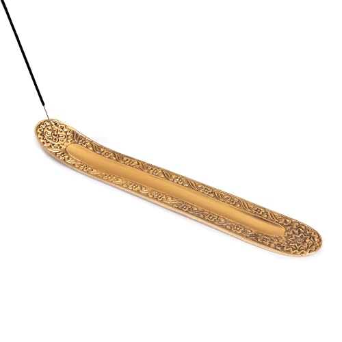 giBOX Brass Incense Sticks Holder and Ash Catcher | Agarbatti Stand for Home, Meditation, Temple Incense Holder Leaf for Office Ash Collector - Image 1