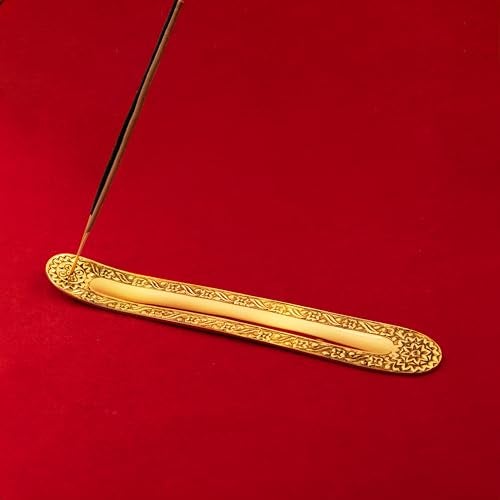 giBOX Brass Incense Sticks Holder and Ash Catcher | Agarbatti Stand for Home, Meditation, Temple Incense Holder Leaf for Office Ash Collector - Image 2