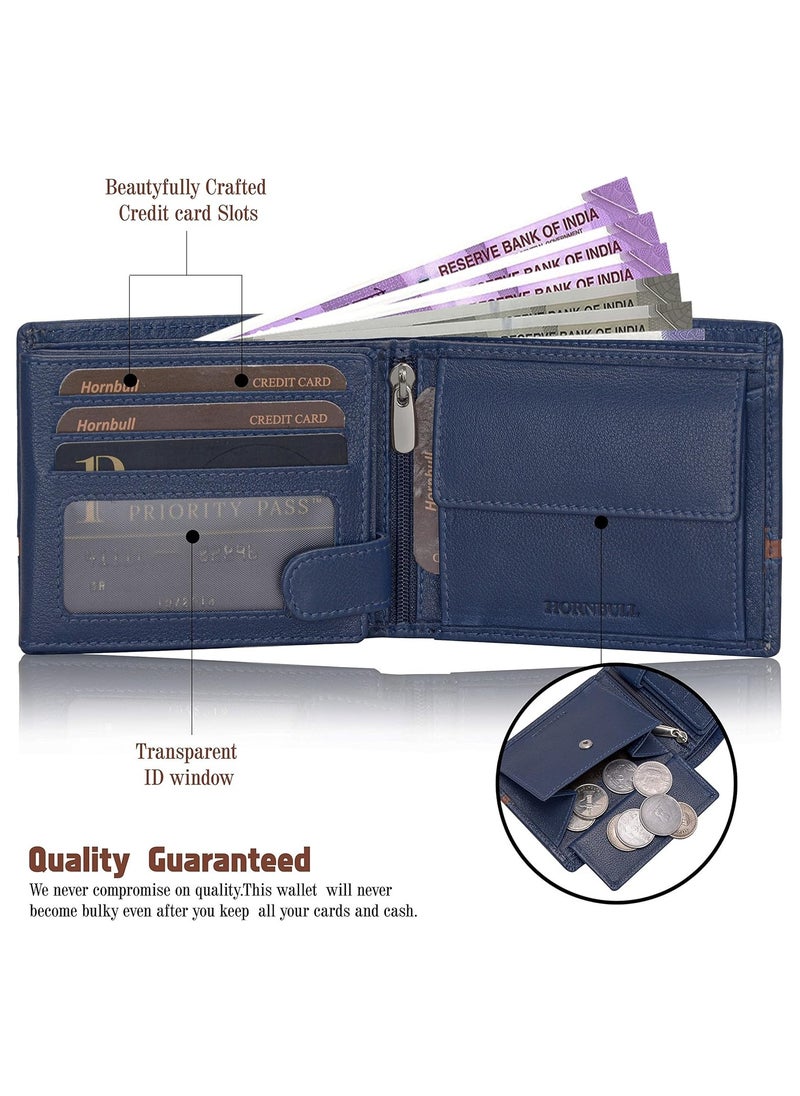 HORNBULL HORNBULL Denial Navy Leather Wallet for Men | Leather Mens Wallet with RFID Blocking | Wallets Men Genuine Leather  - Image 3