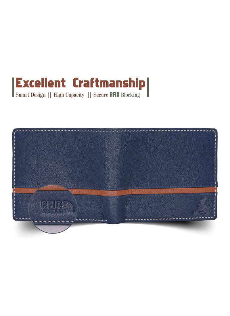 HORNBULL HORNBULL Denial Navy Leather Wallet for Men | Leather Mens Wallet with RFID Blocking | Wallets Men Genuine Leather  - Image 4