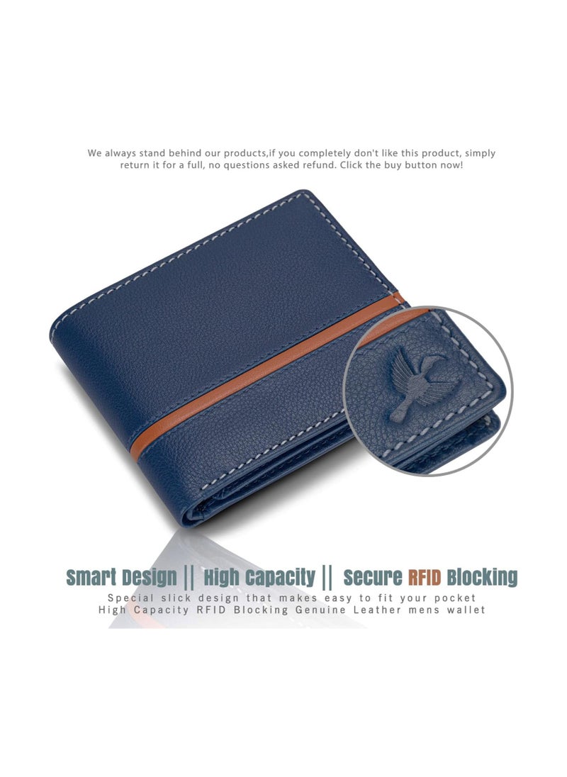 HORNBULL HORNBULL Denial Navy Leather Wallet for Men | Leather Mens Wallet with RFID Blocking | Wallets Men Genuine Leather  - Image 5