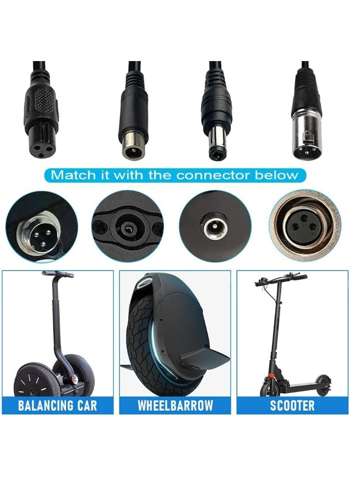 شاحن سكوتر كهربائي 36 فولت 2 أمبير، شاحن سريع للدراجات الكهربائية مع 4 موصلات، متوافق مع شاومي M365/الدراجات الكهربائية، حماية من الماء والشحن الزائد (مؤشر LED) - Image 4