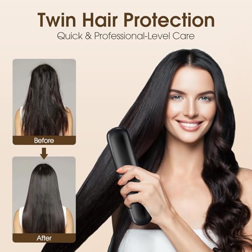 Arvox Cordless Hair Straightening Brush | Naturally Straight, Shiny & Frizz-Free Look | Precise Heat Settings, Ceramic Bristles, Portable & Type C Rechargeable Straightener Comb (Black) - Image 2