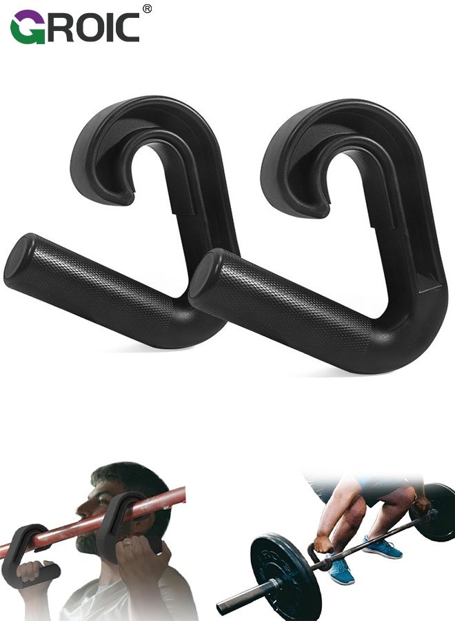 GROIC Grip Pull Up Handles - Ergonomic Portable Hooks for Barbell Row Deadlift Resistant Bands for Home Gym Fitness Enthusiasts - Black - Image 1