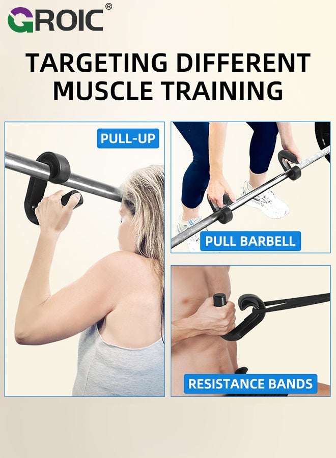 GROIC Grip Pull Up Handles - Ergonomic Portable Hooks for Barbell Row Deadlift Resistant Bands for Home Gym Fitness Enthusiasts - Black - Image 5