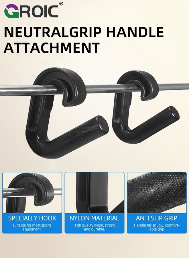 GROIC Grip Pull Up Handles - Ergonomic Portable Hooks for Barbell Row Deadlift Resistant Bands for Home Gym Fitness Enthusiasts - Black - Image 3