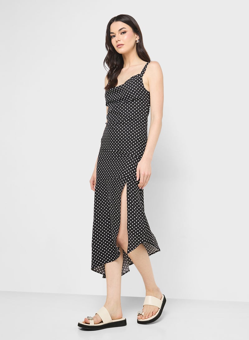 Ginger Strappy Polka Dot Assymetric Dress  - Image 4