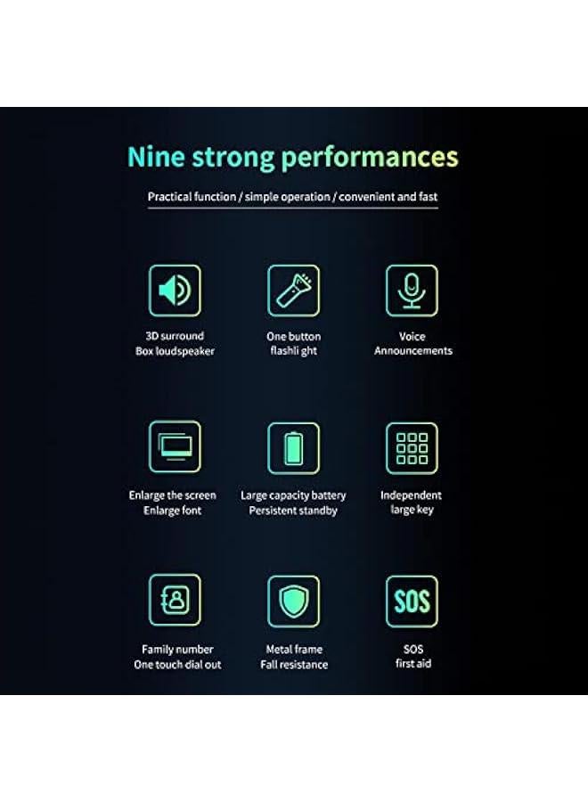 Arabest Unlocked Senior Cell Phone with Big ons, Dual SIM, Easy Operation, Long Battery Life, Flashlight, SOS Function, Voice Recorder, Calendar, Alarm, and Calculator in Black Color. - Image 4