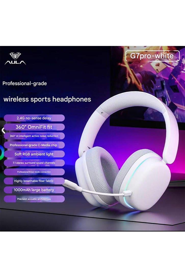 Aula G7 Pro Tri-mode Gaming Headset - Low Latency, Noise Cancelling, High Sound Quality Wireless Bluetooth