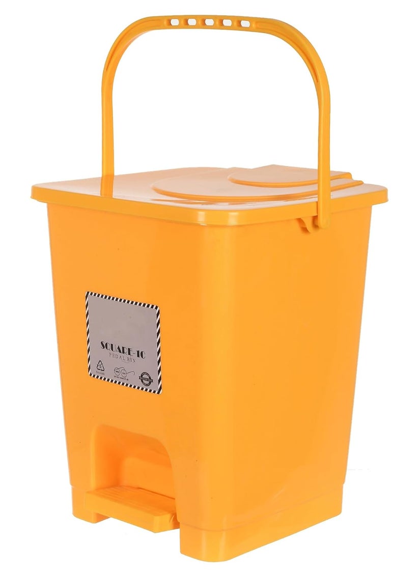 Urbane Home Urbane Home Square 2 Pedal Dustbin with Lid for HomeKitchenOffice 10 LTR Red Yellow  - Image 2