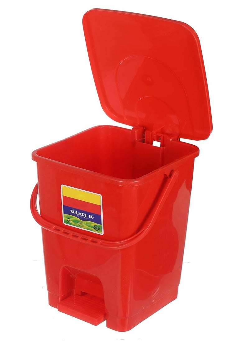 Urbane Home Urbane Home Square 2 Pedal Dustbin with Lid for HomeKitchenOffice 10 LTR Red Yellow  - Image 3