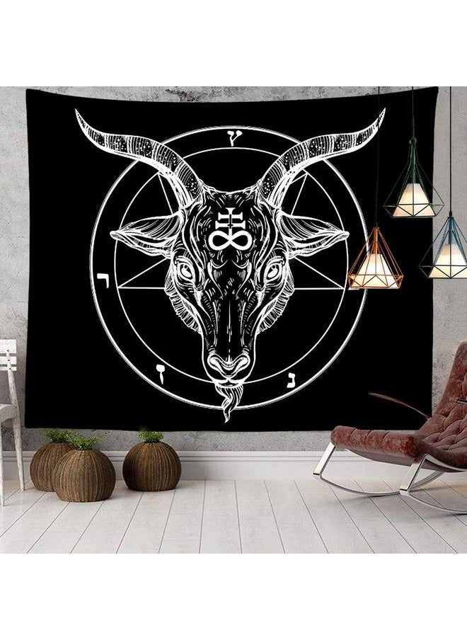 Generic - Demon Satanic Goat Tapestry Black Symbol Divination Wall Hanging Decor Indian Mandala Bohemian Hippie Trippy Large Tapestry For Bedroom Living Room Dorm(80X60 Inch) - Image 1
