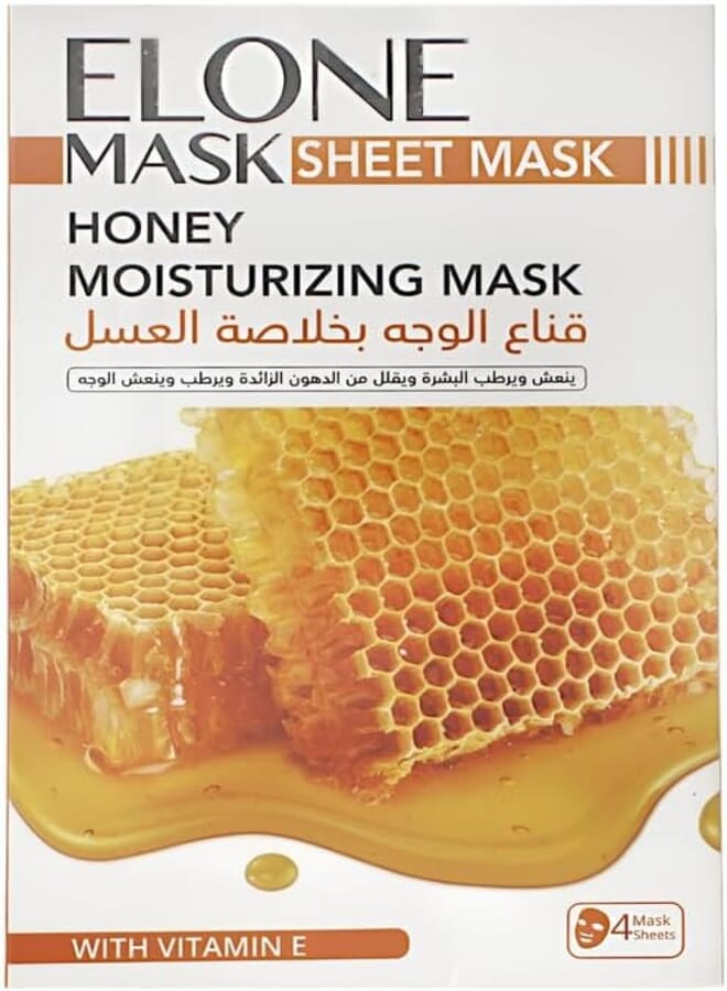 Elone Honey Moisturizing Sheet Mask With Vitamin E 100% Natural Extracts-4 Sheets