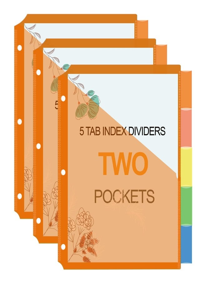 Seashell 15 Pack Binder Dividers with Two Pockets, Poly Index Dividers with 5 Insertable Tab, 3 Hole Plastic Binder Sleeves Works with Sheet Protectors, Multicolor, Letter Size, 3 Sets - Image 1