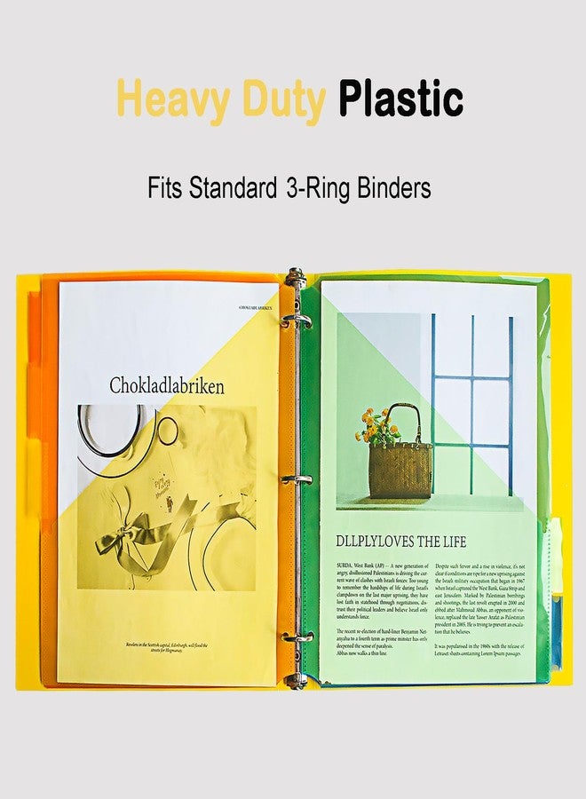 Seashell 15 Pack Binder Dividers with Two Pockets, Poly Index Dividers with 5 Insertable Tab, 3 Hole Plastic Binder Sleeves Works with Sheet Protectors, Multicolor, Letter Size, 3 Sets - Image 5