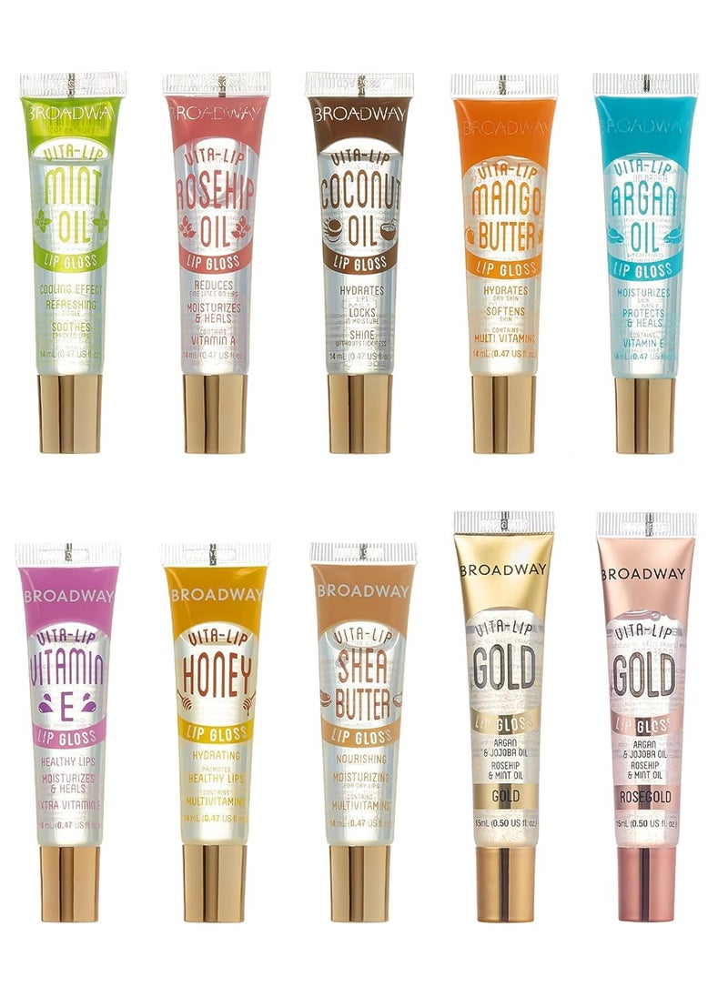 Broadway Broadway Vita-Lip Clear Lip Gloss Moisturizing Hydrating Nourishing Long Lasting High Shine Glossy Lip Care Gloss 0.47oz/14ml (10 PCS SET)  - Image 1