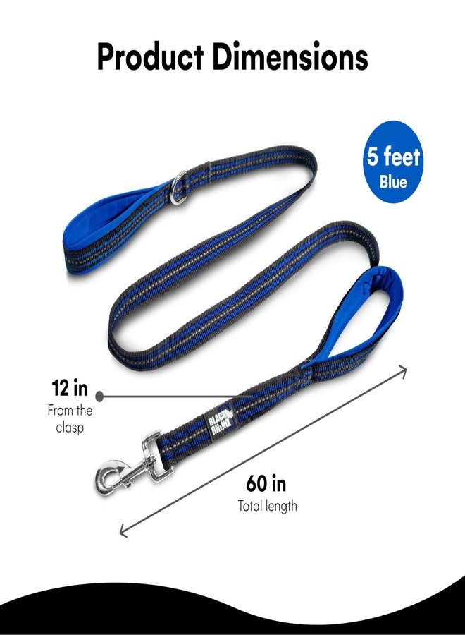 بلاك رينو طوق كلاب بلاك راينو شديد التحمل للكلاب المتوسطة والكبيرة - طوق كلاب مزدوج المقبض بطول 5 أقدام مع مقابض مبطنة للتحكم في حركة المرور - عاكس للضوء، متين، ومقاوم للعوامل الجوية (أزرق ورمادي) - Image 3