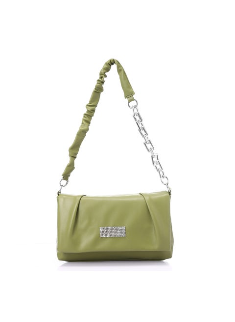 Magnetic and Zipper Closure Cross-Body Bag - Olive