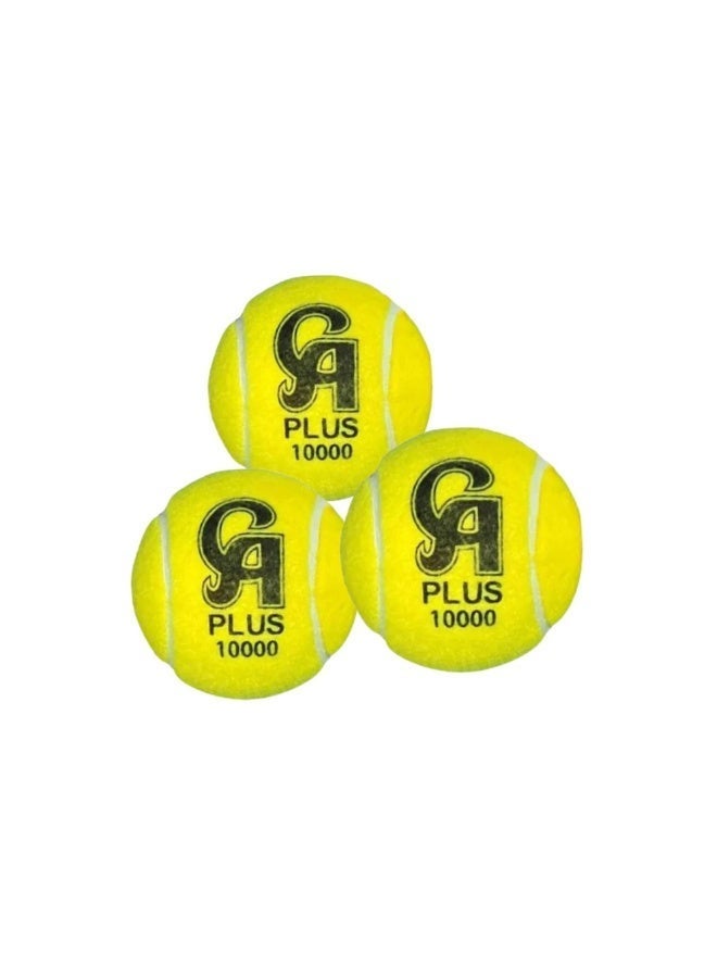 CA Plus 10000 Cricket Tennis Balls - Pack of 3 for Tape-Ball Cricket, Practice & Casual Play - Image 1