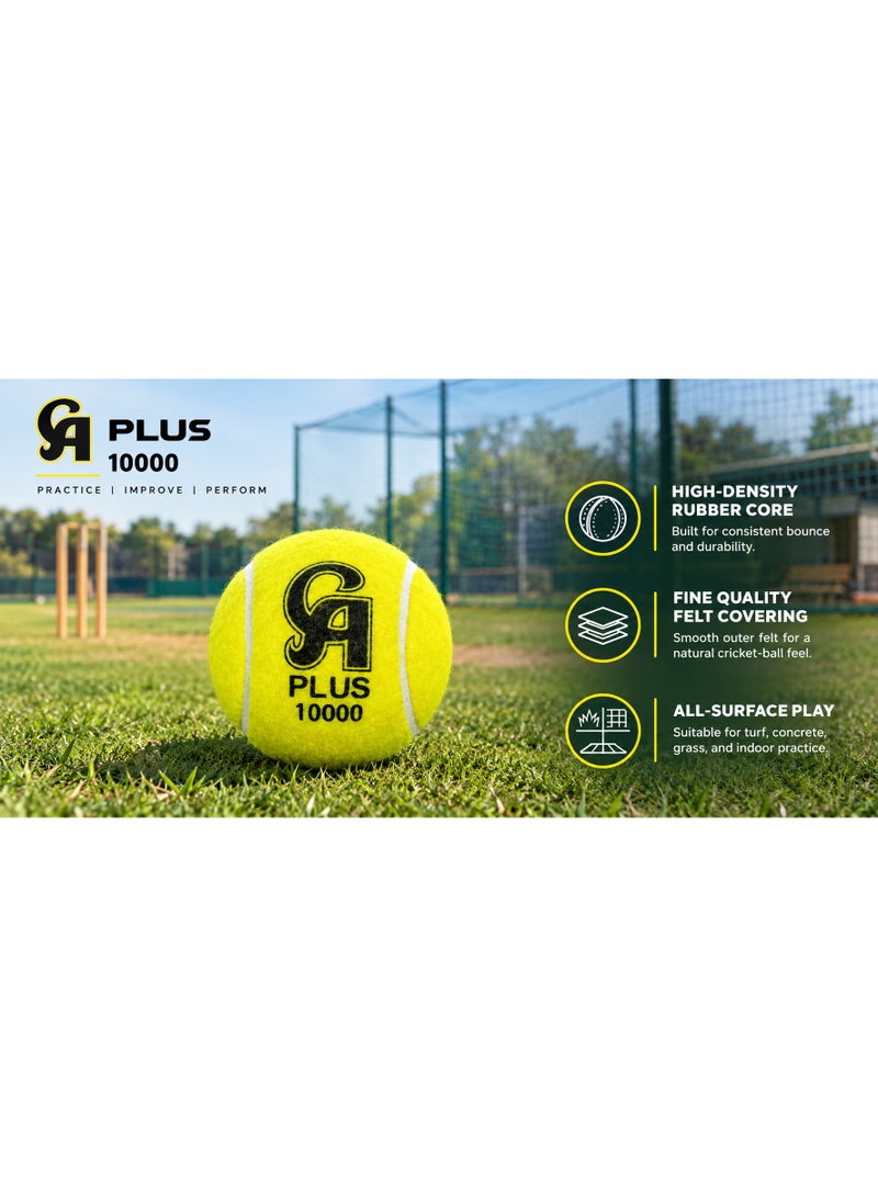 CA Plus 10000 Cricket Tennis Balls - Pack of 3 for Tape-Ball Cricket, Practice & Casual Play - Image 5