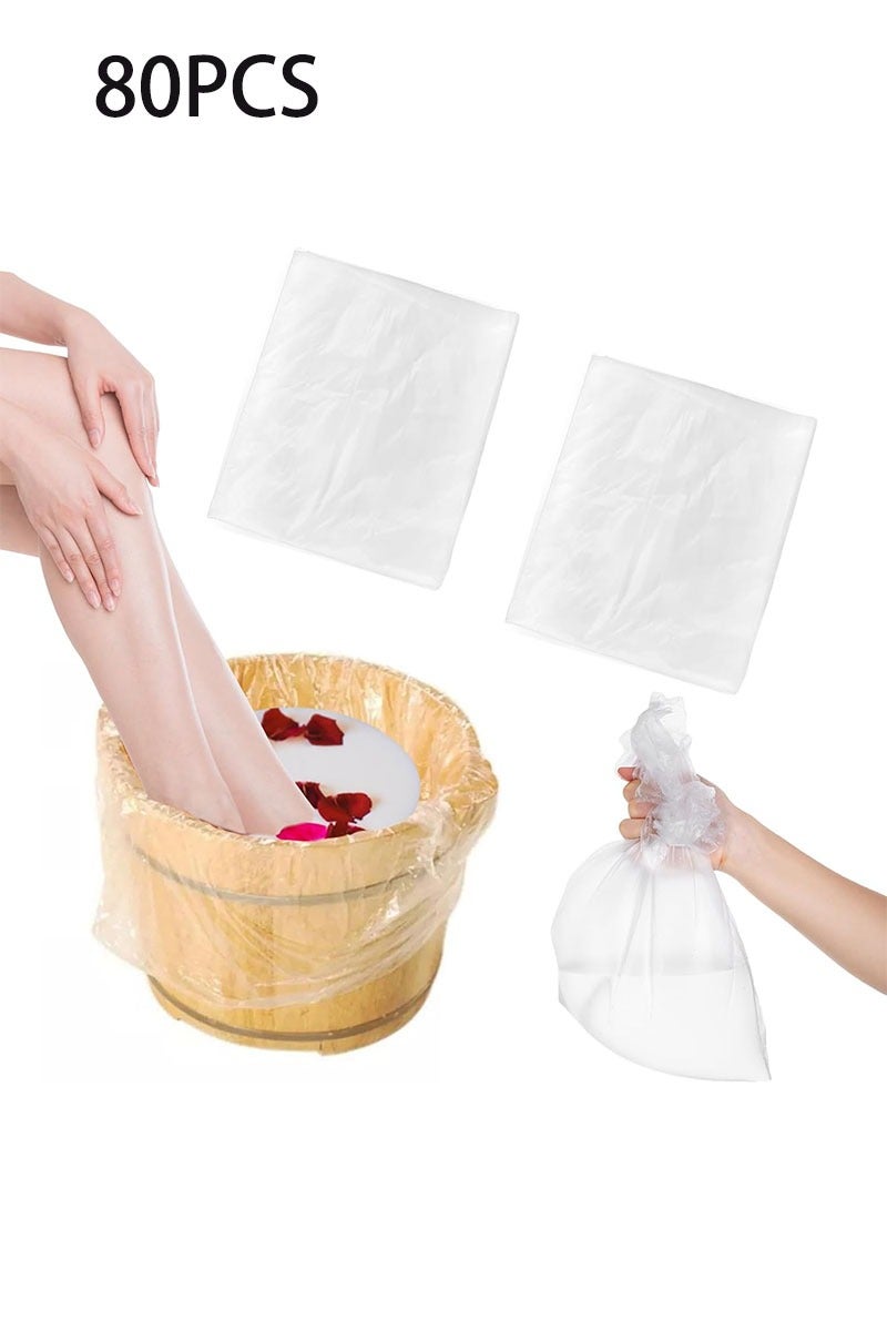 جيوستوس 80pcs قابلة للتصرف في حوض أحواض القدم ، وأكياس حوض حمام محمولة من البلاستيك واضحة استخدام بطانات سبا القدمين رقيقة كبيرة لحمام القدمين لحمامات الباحث في القدم المنزلية استخدام المنزل 26 × 22 بوصة - Image 1
