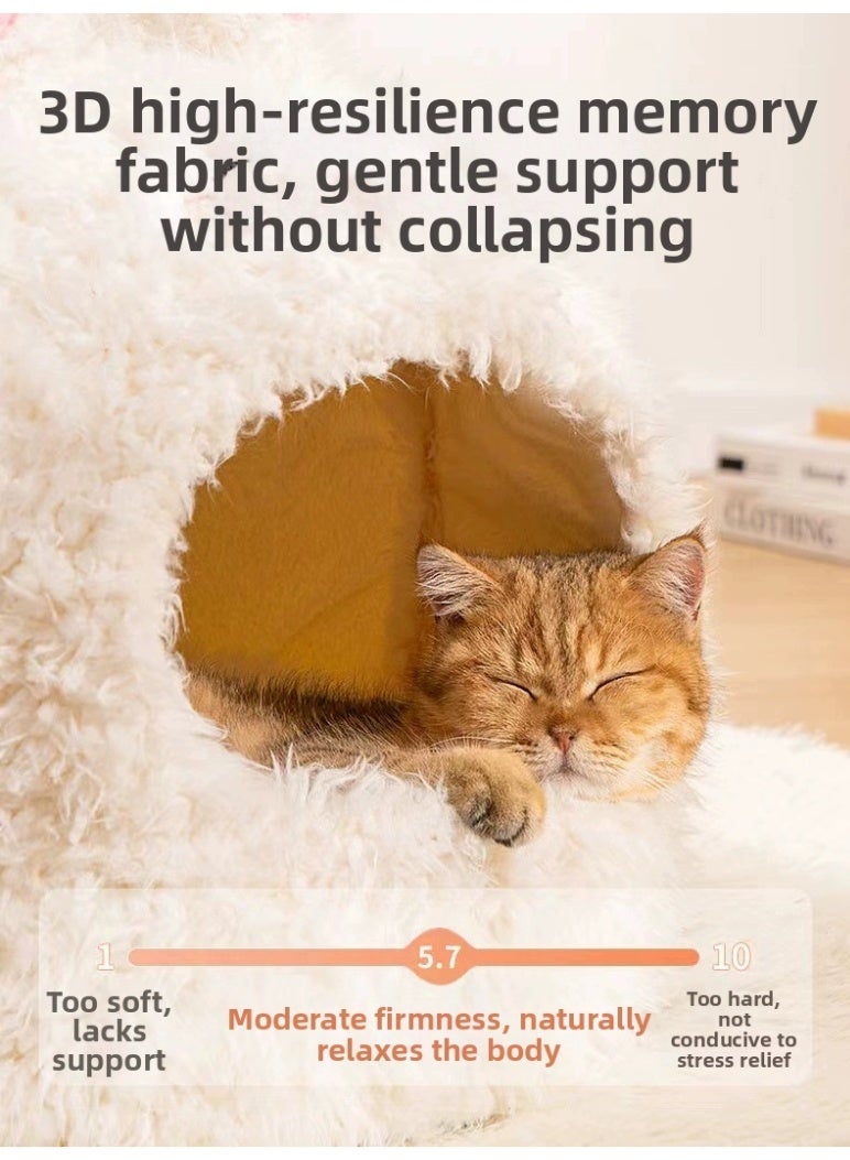 A.M Cute Animal-Shaped Cat Bed Round Fluffy Soft Plush Cat Cave Removable Washable Cushion Pillow Premium Cotton No Deformation Cat House - Image 5