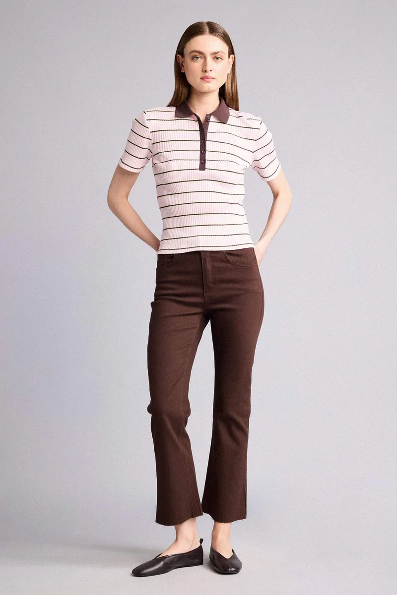 ديفاكتو Slim Fit Polo Collar Short Sleeve Polo T-Shirt