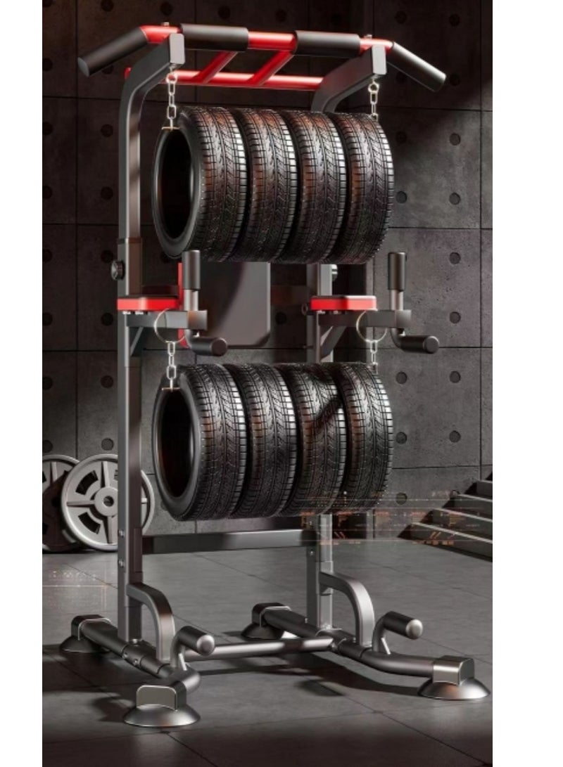 XiuWoo Power Tower Pull Up Dip Station, Pull Up Station with Push-up Bar, Backrest,Lifting Rings, Non-slip Armrests, for Home Strength Training Adujustable Height 170-240cm  - Image 2