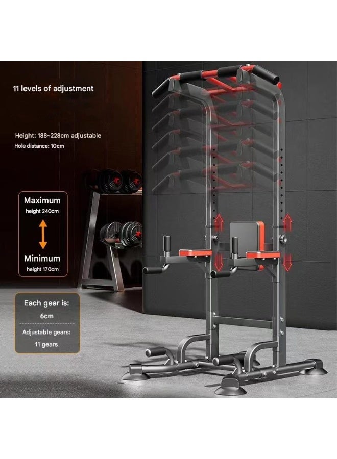 XiuWoo Power Tower Pull Up Dip Station, Pull Up Station with Push-up Bar, Backrest,Lifting Rings, Non-slip Armrests, for Home Strength Training Adujustable Height 170-240cm  - Image 4