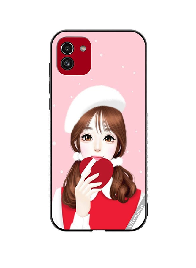 VR CREATIVE Protective Case Cover For Samsung Galaxy A03 Girl Holding Heart Design Multicolour - Image 1