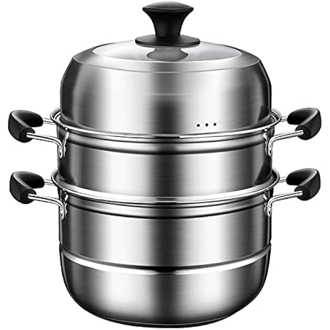 طباخ بخار، قدر حساء ٢٠١ من الفولاذ المقاوم للصدأ، قاعدة وعاء مركبة من ٣ طبقات، سمك مطهو على البخار، عصيدة، حساء دجاج مطهو على البخار، ٣٠ سم