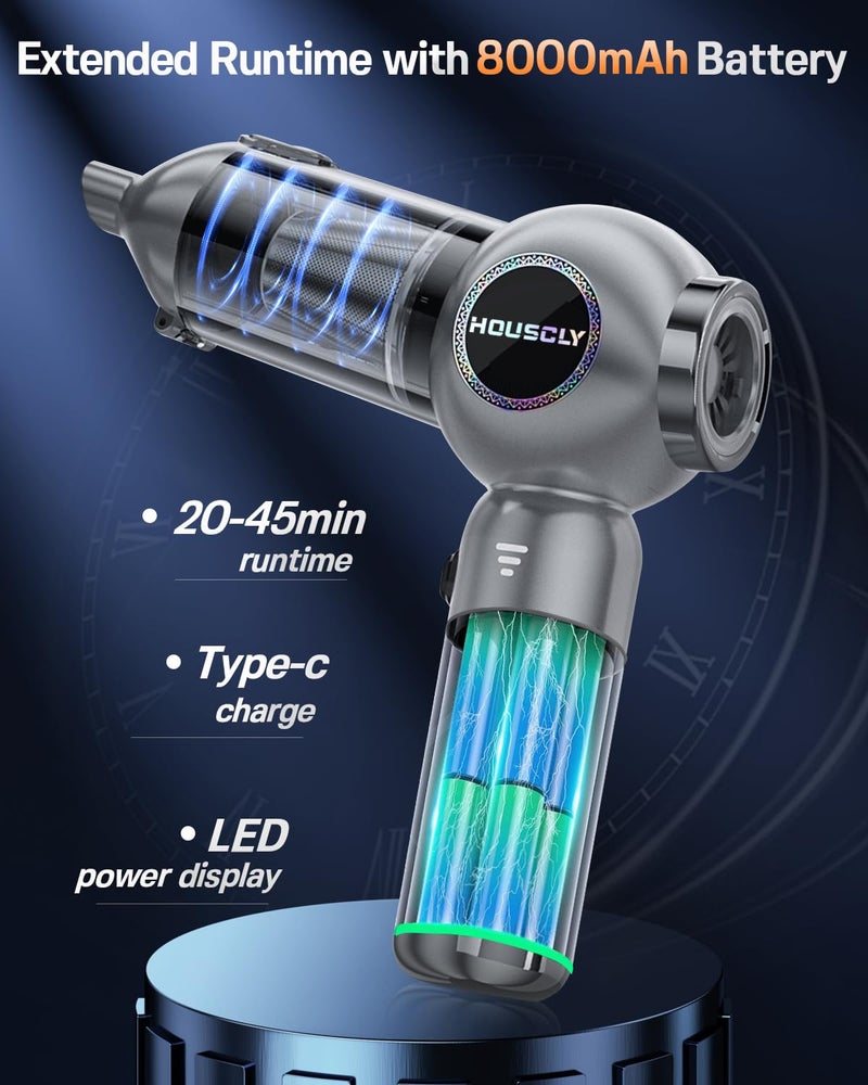 houscly Handheld Car Vacuum Portable Cordless 25000Pa High Power Small Mini Hand Vacuum Cleaner Rechargeable 4-in-1 Compressed Air Duster Blower Pump Wireless Handheld Vac for Car Office Desktop Home Cleaning - Image 5