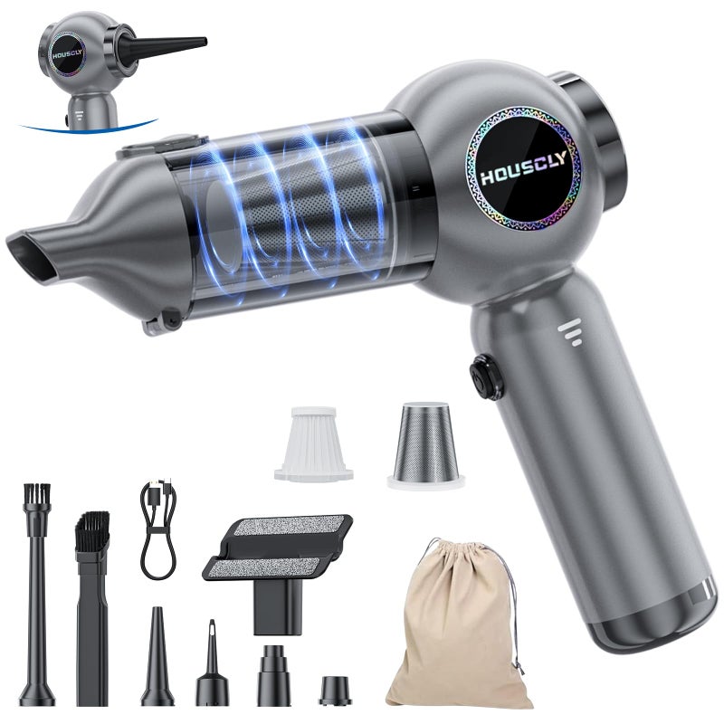 houscly Handheld Car Vacuum Portable Cordless 25000Pa High Power Small Mini Hand Vacuum Cleaner Rechargeable 4-in-1 Compressed Air Duster Blower Pump Wireless Handheld Vac for Car Office Desktop Home Cleaning - Image 1