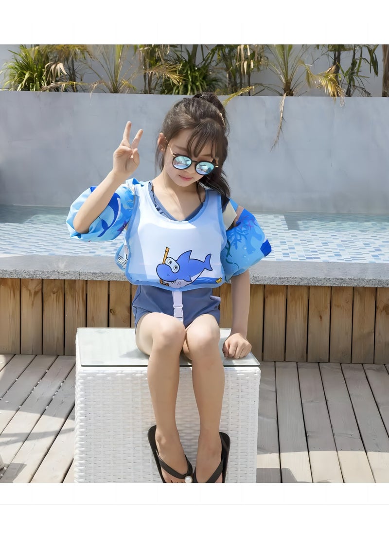 SYOSI Swim Vest Kids, For 30 55 Pounds Boys and Girls, Toddler Floats with Shoulder Harness Arm Wings Children Safety Buoyancy Vest Baby Arm Foam Drifting Floating Swimming Aid  - Image 1