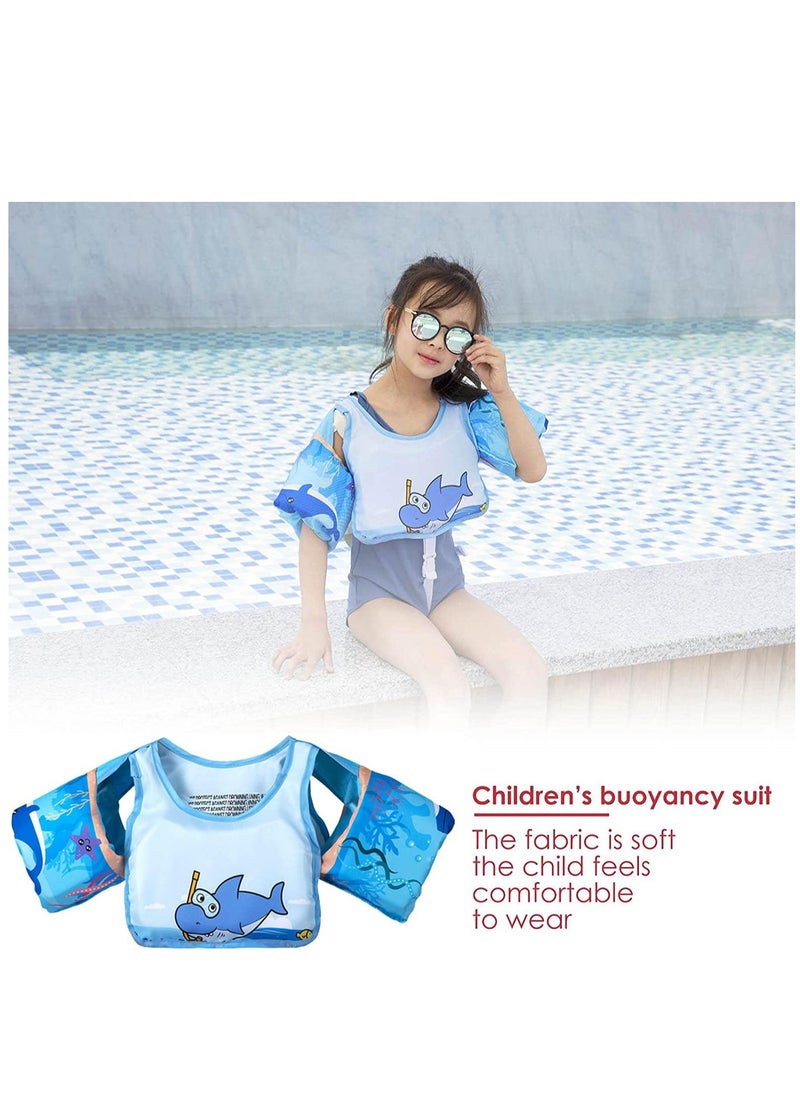SYOSI Swim Vest Kids, For 30 55 Pounds Boys and Girls, Toddler Floats with Shoulder Harness Arm Wings Children Safety Buoyancy Vest Baby Arm Foam Drifting Floating Swimming Aid  - Image 2