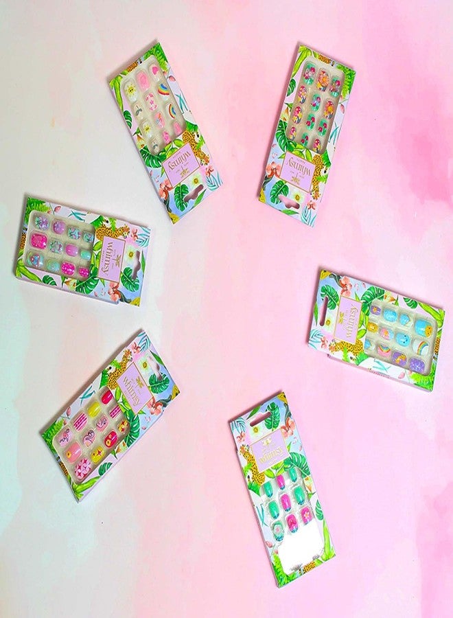 Whimsy Beauty 24pcs Kids Press-On Nails|Reusable Artificial Stick on Nail Set|Lightweight, Long Lasting, Easy to Use|Quick Fix Nails for Kids (Summer Time) - Image 3