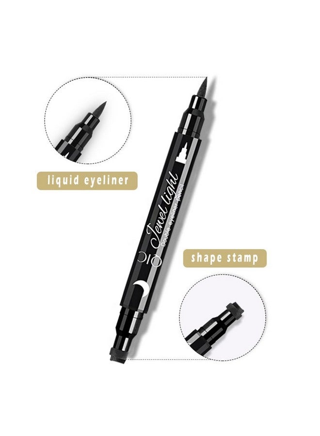 Face Stamp & Eyeliner Set, 4 Pcs Black Shape Stamps And Felt Eye Liners, Dual Ended 2-In-1 Eye Makeup Pen