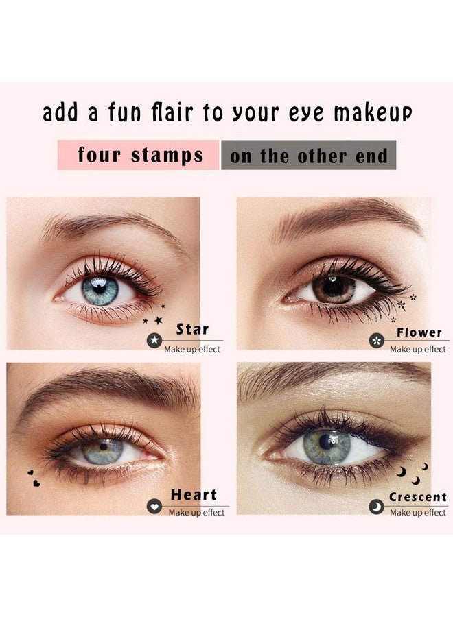 Face Stamp & Eyeliner Set, 4 Pcs Black Shape Stamps And Felt Eye Liners, Dual Ended 2-In-1 Eye Makeup Pen