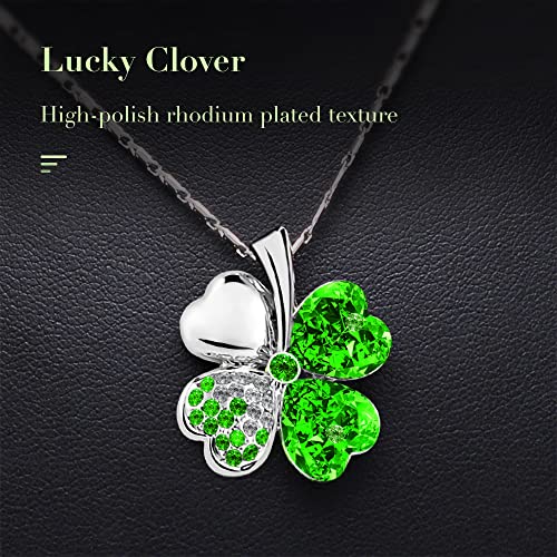 TRUEGOOD Four Leaf Clovers Necklace Crystals,Green Crystal Pendant with Necklace Angel Neckles, 4 Leaf Clover Necklace Eternal love - Image 5