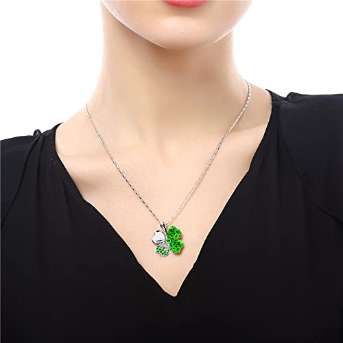 TRUEGOOD Four Leaf Clovers Necklace Crystals,Green Crystal Pendant with Necklace Angel Neckles, 4 Leaf Clover Necklace Eternal love - Image 3