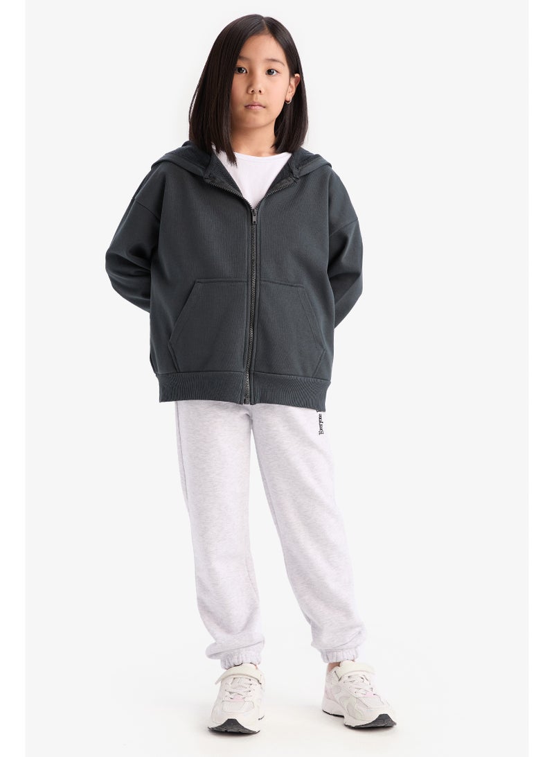 ديفاكتو سويت شيرت بناتي بيزك اوفر سايز بكابيشون وجيب - Image 1