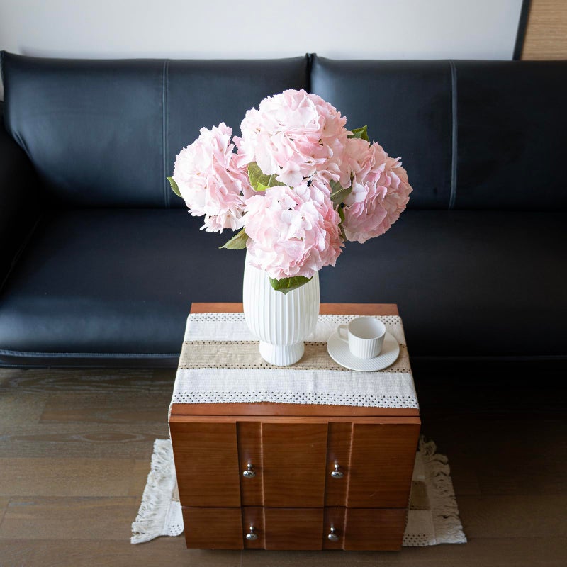 DUYONE 4pcs 22.4'' Realistic Large Artificial Hydrangea Flowers with Long Stem,Light Pink Lifelike Latex Soft Touch Flowers for Home Decor Wedding Arrangements Party Living Room Bouquets - Image 3
