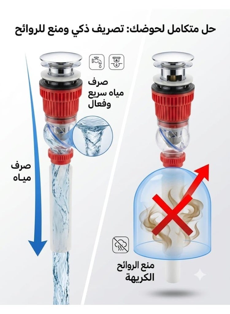 Smart Sink Drain System with Sink Drain Stopper Odor Stopper 1.5 Inch | Visible transparent design, reversible valve, rustproof, grommet seal - Image 3