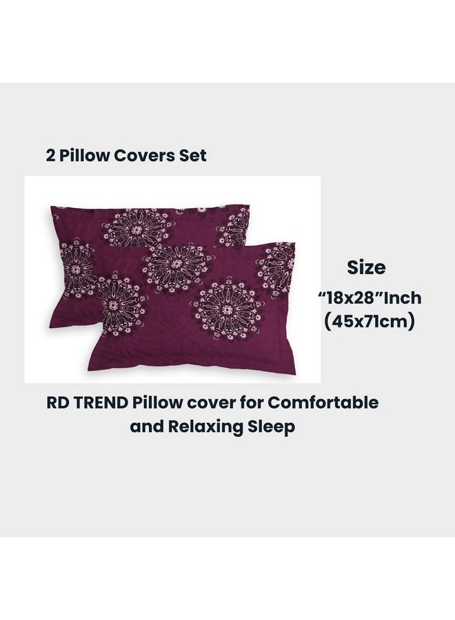 RD TREND Presents Luxurious Glace Cotton Super Soft 210 TC 360° Elastic Fitted Bedsheet King Size (78X72X8 Inch) with 2 Pillow Covers, Color- Wine, Pattern-Flower - Image 3