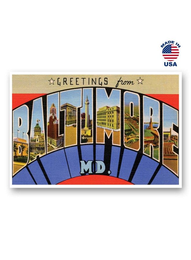 Postcard Fair Greetings From Baltimore Md Vintage Reprint Postcard Set Of 20 Identical Postcards. Large Letter Baltimore Maryland City Name Post Card Pack (Ca. 1930'S1940'S). Made In Usa. - Image 1
