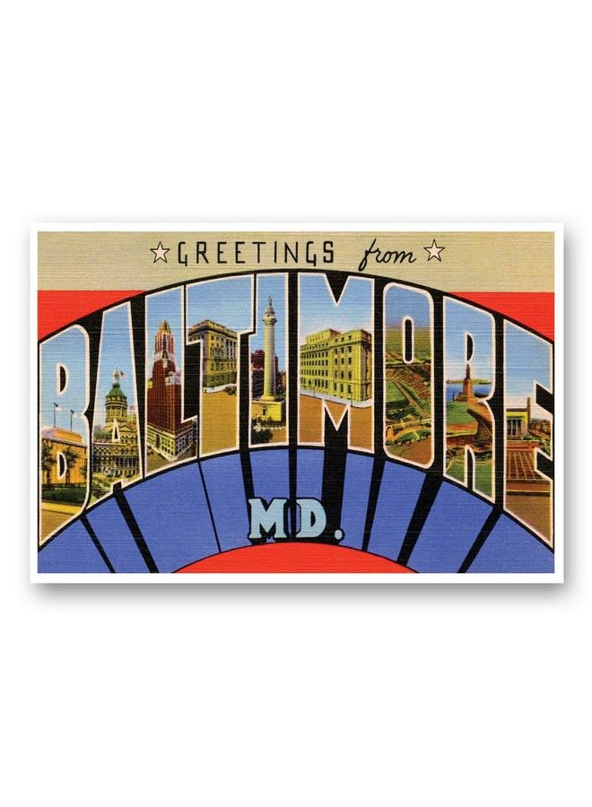 Postcard Fair Greetings From Baltimore Md Vintage Reprint Postcard Set Of 20 Identical Postcards. Large Letter Baltimore Maryland City Name Post Card Pack (Ca. 1930'S1940'S). Made In Usa. - Image 4
